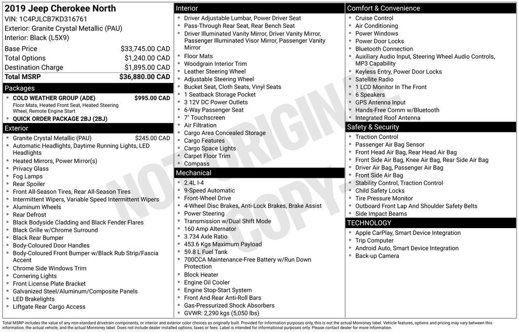 2019 Jeep Cherokee Latitude ParkView Rear Back-Up Camera