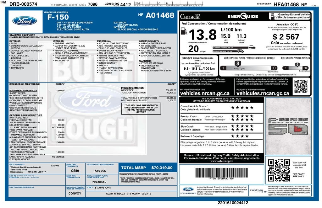 2017 Ford F-150 Lariat Twin Panel Moonroof & Navigation System