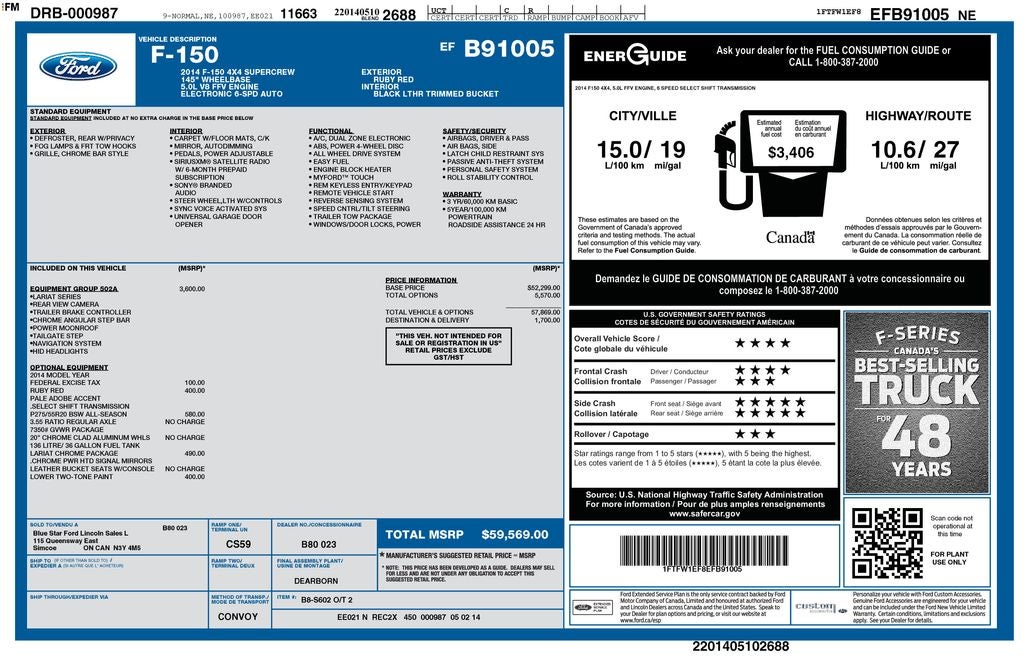 2014 Ford F-150 Lariat Navigation & Moonroof