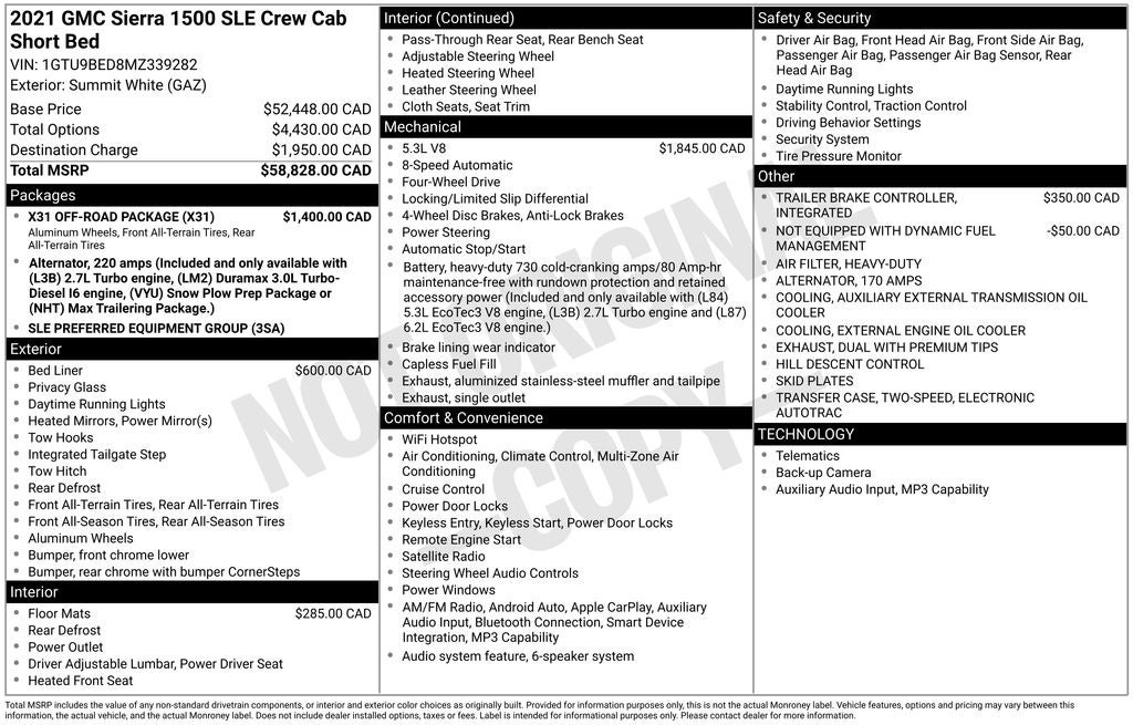 2021 GMC Sierra 1500 SLE X31 Off-Road Package & Apple CarPlay/Android Auto