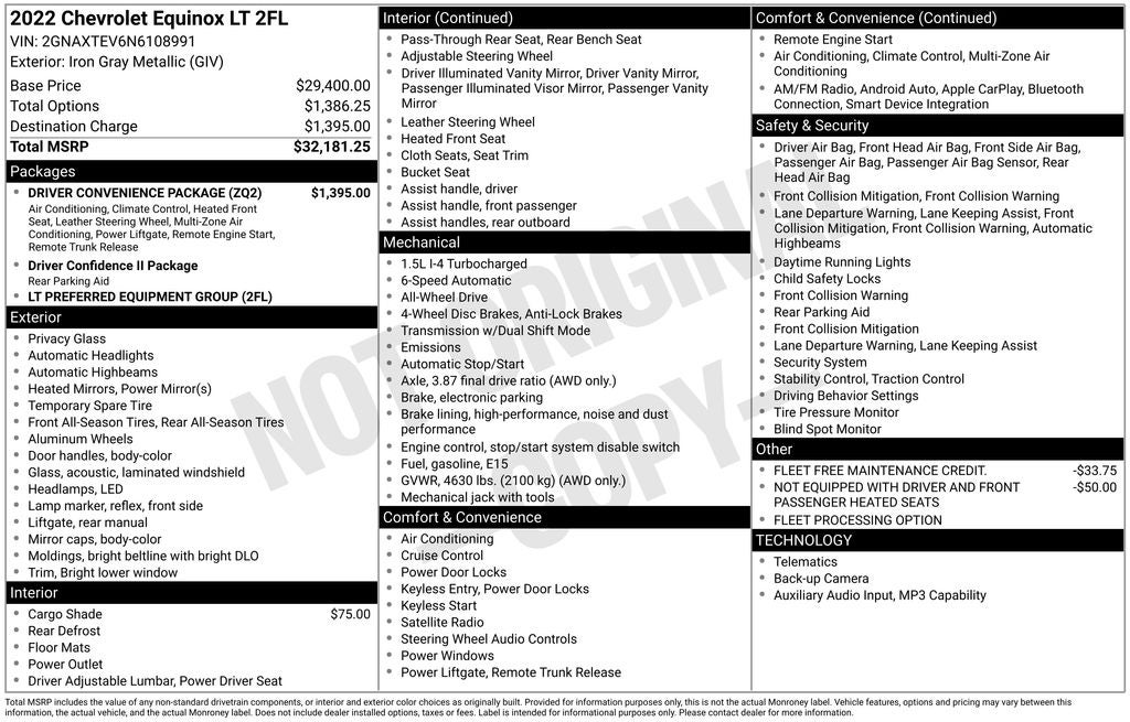 2022 Chevrolet Equinox LT Wireless Apple CarPlay/Wireless Android Auto