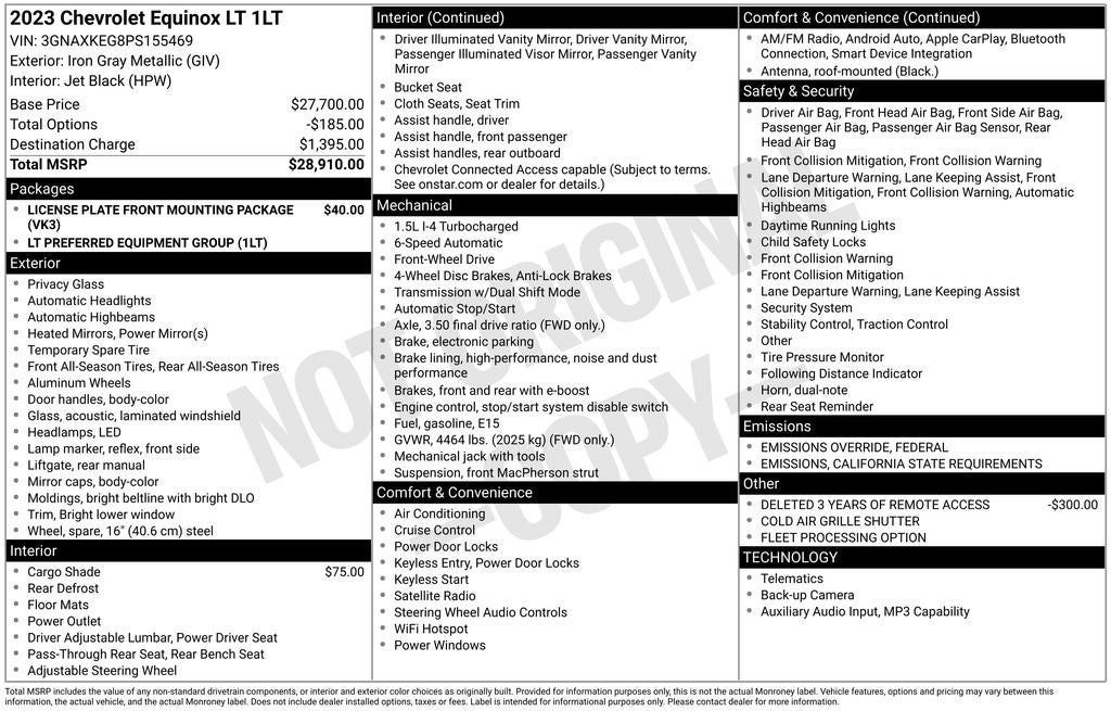 2023 Chevrolet Equinox LT Wireless Apple CarPlay/Wireless Android Auto