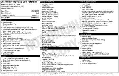 2023 Subaru Impreza Base Exterior Parking Camera Rear