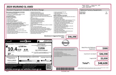 2024 Nissan Murano SL Power moonroof & Navigation System