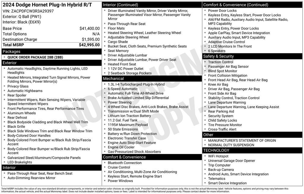 2024 Dodge Hornet R/T 10.25" Touchscreen Display