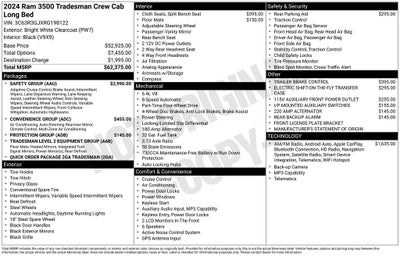 2024 RAM 3500 Tradesman 6.4 LITER CREW CAB 4X4 NAV ADPT CRUISE