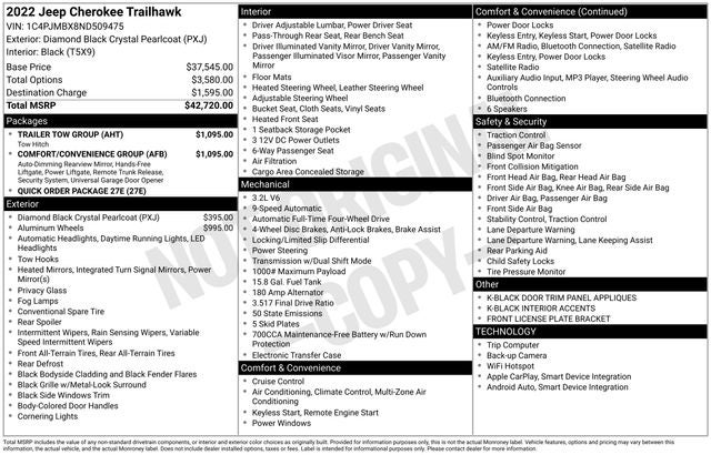 2022 Jeep Cherokee Trailhawk 4x4