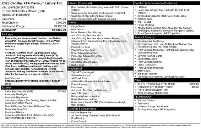 2023 Cadillac XT4 AWD Premium Luxury