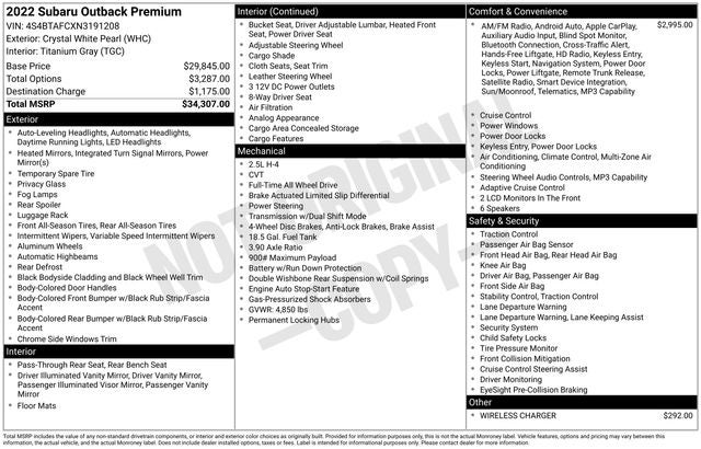 2022 Subaru Outback Premium