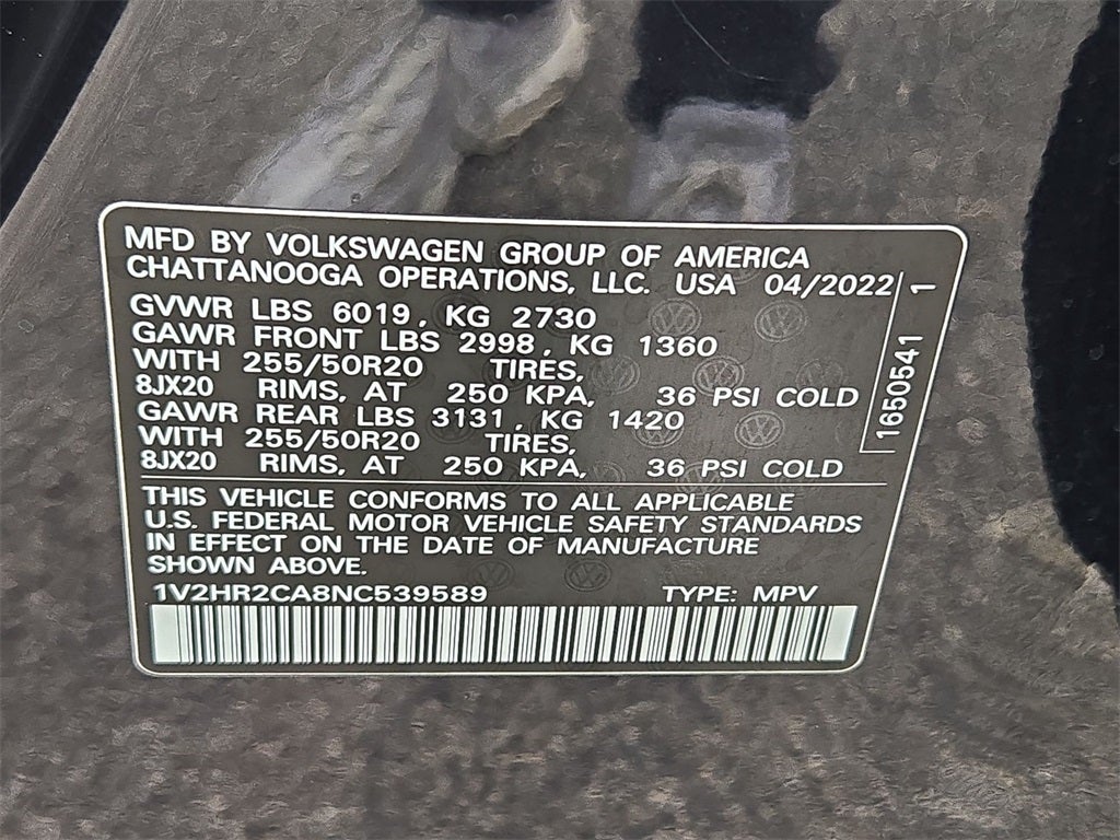 2022 Volkswagen Atlas 3.6L V6 SE w/Technology